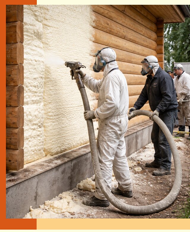 Утепление дома из бруса пенополиуретаном в Алексине