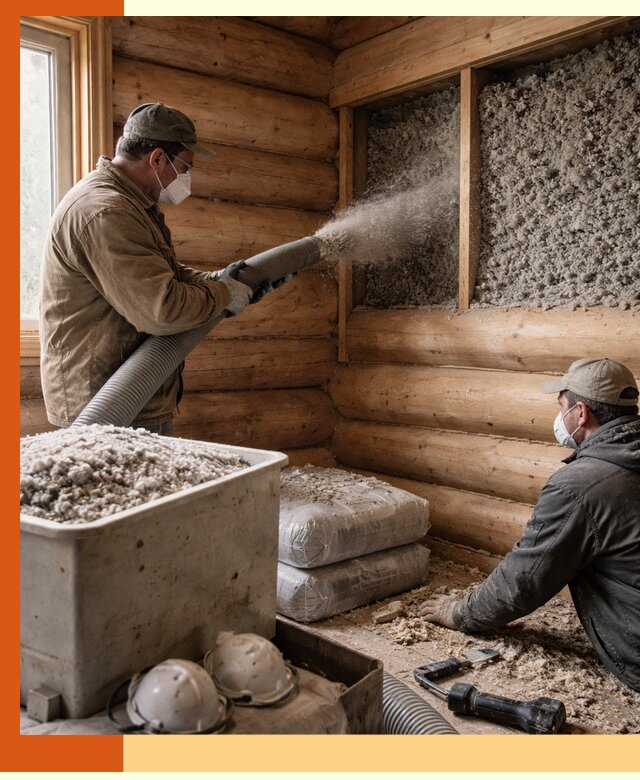 Утепление дома из бруса эковатой в Алексине