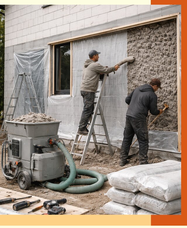 Утепление дома из газобетона эковатой в Алексине от 4945 руб./м2 | ТепломастерЛкс