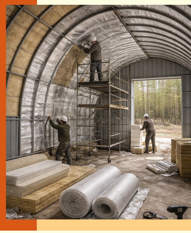 Утепление арочного ангара под ключ в Алексине