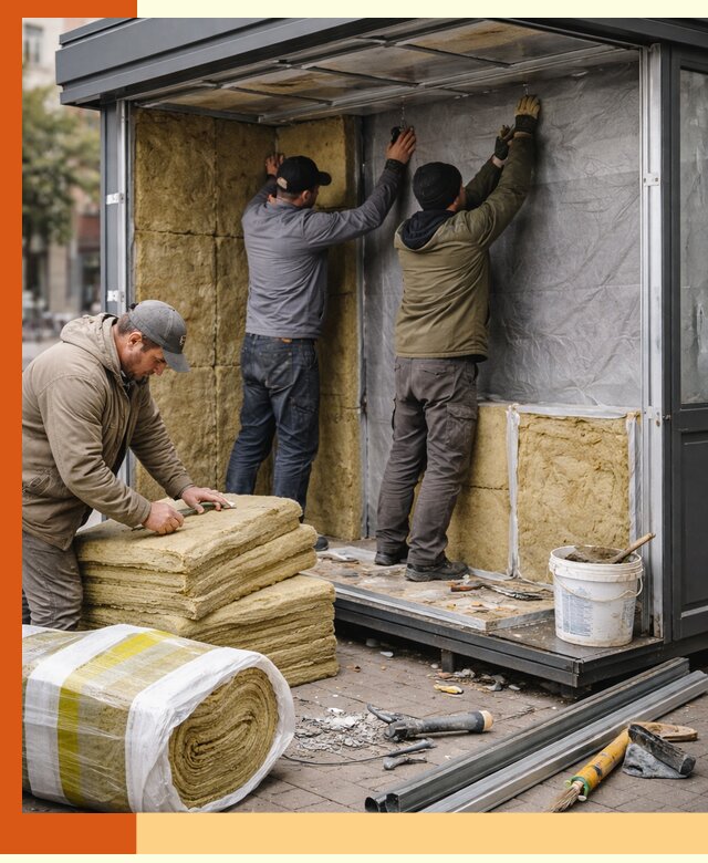 Утепление павильона шаурмы под ключ в Алексине