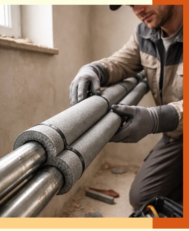 Утепление труб отопления в Алексине от 3132 руб. за м² — услуги под ключ | ТепломастерЛкс