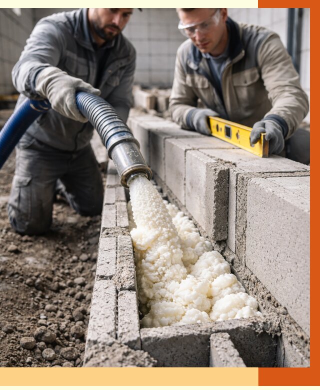 Заполнение колодцевой кладки ППУ в Алексине от 4615 руб. за м2 | ТепломастерЛкс