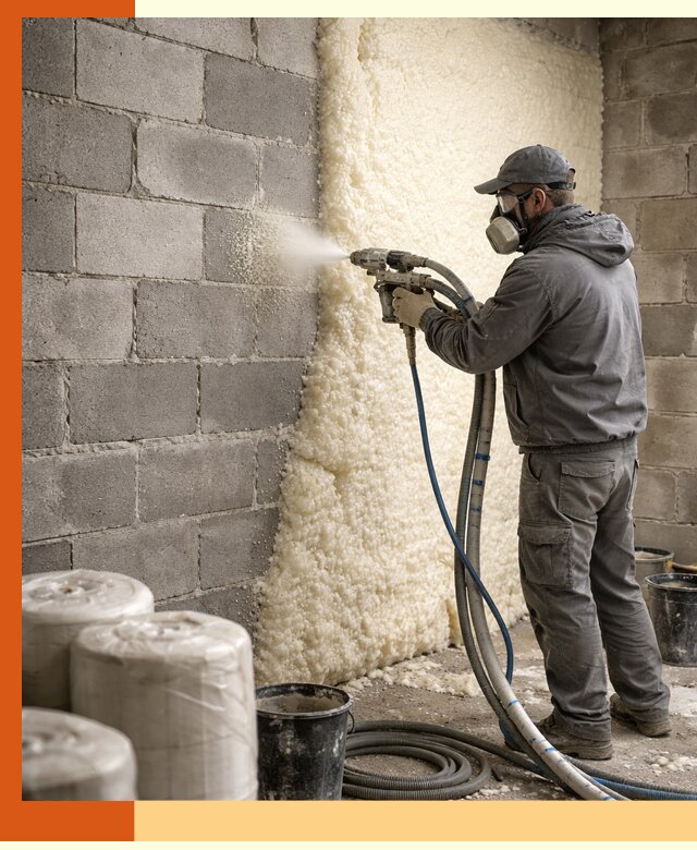 Утепление блочной стены ППУ в Алексине качественно и надёжно