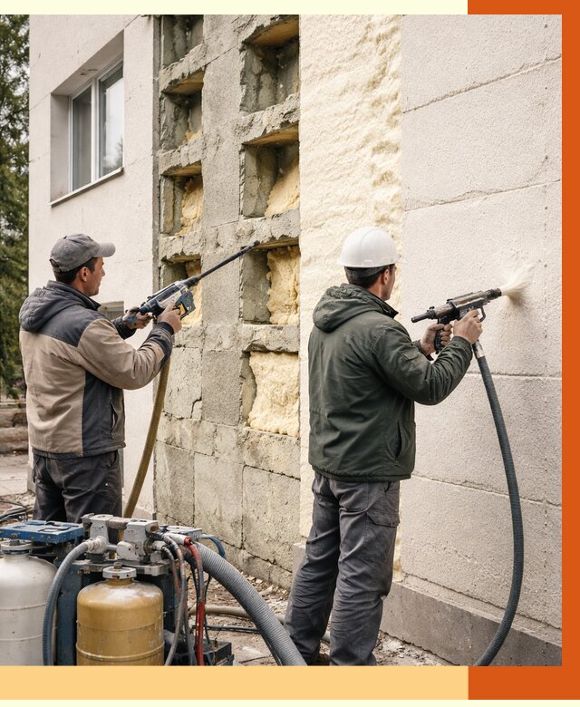 Заполнение пустот фасада в Алексине от 4945 руб. — утепление пустот облицовки | ТепломастерЛкс